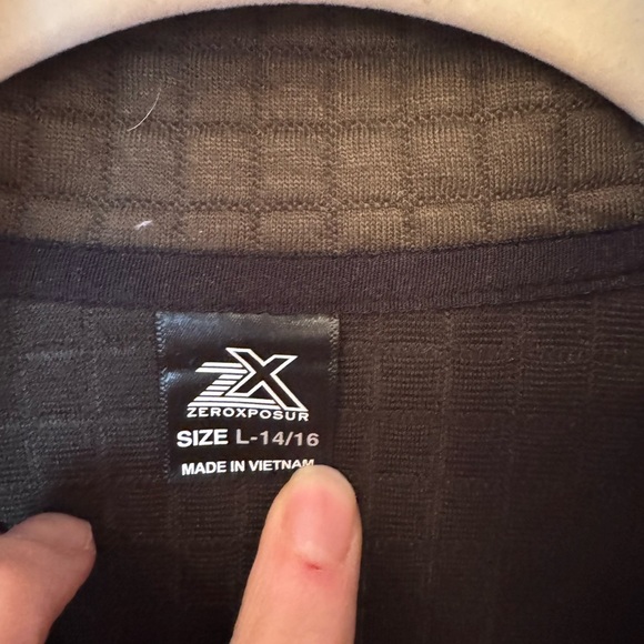 LIKE NEW Boy’s Two-Tone 3/4 zip Sweater - Olive and Beige - Picture 3 of 4